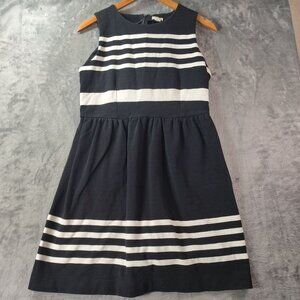J.Crew Factory Striped Daybreak Dress C0301 Medium Black &‎ White Fit‑and‑Flare